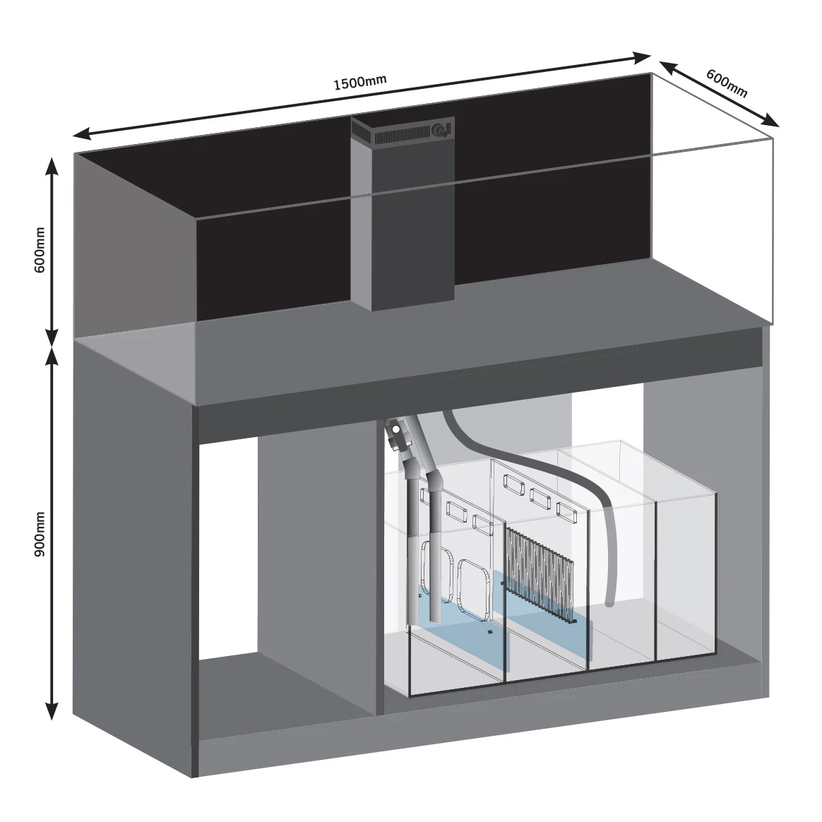 D-D Aqua-Pro Reef 1500 Tank & Cabinet (Satin Black) - Bild 2