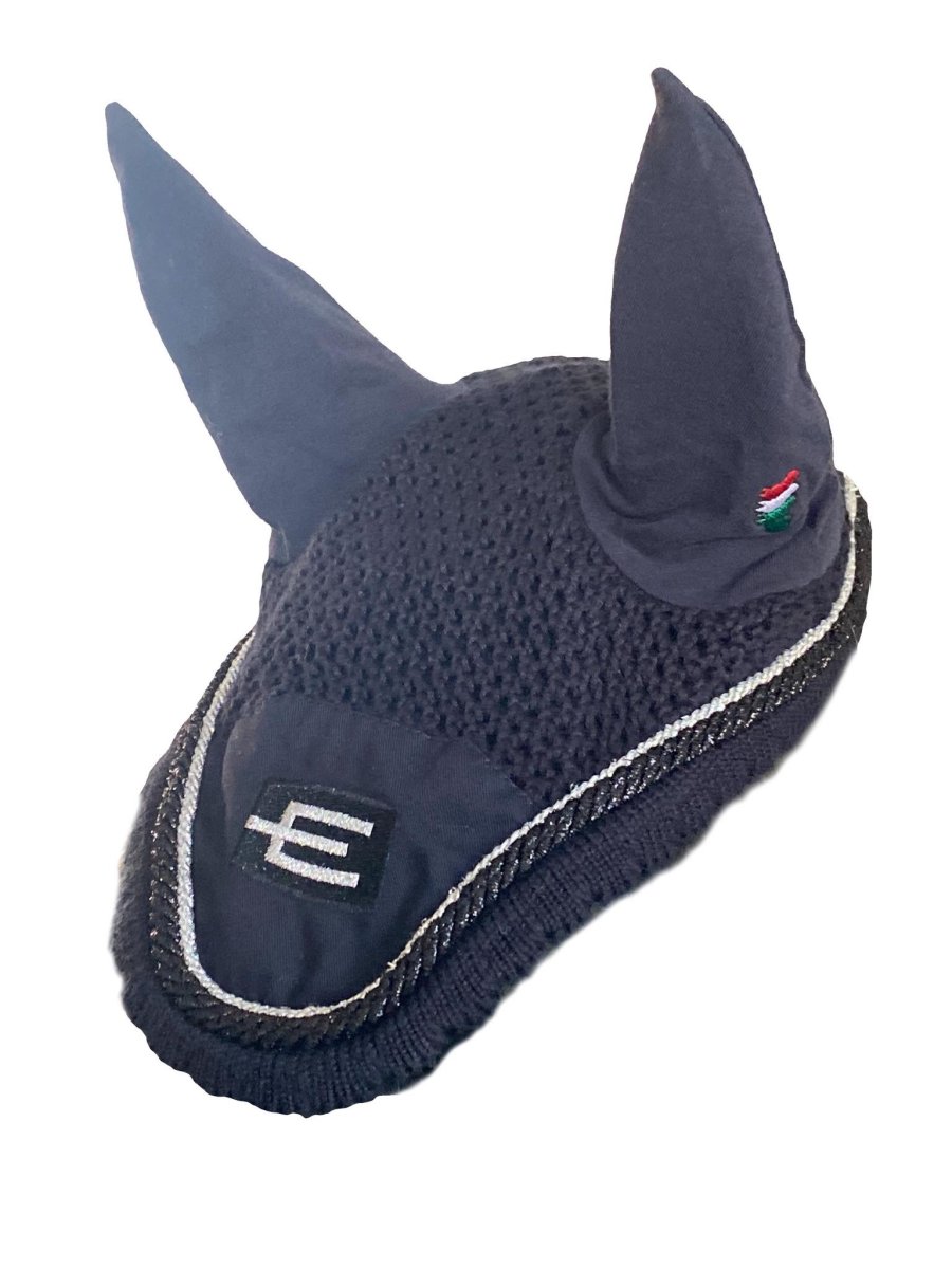 EQUILINE E-LOGGA TÄVLINGSHUVA I SVART MED GLITTERSVART/SILVER PASSPOAL - Bild 2