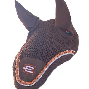 Equiline e-logga tävlingshuva i brun med passpoal i brons/silver/swarovski
